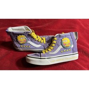 Simpsons Vans Off the Wall Sk8 Hi Shoes Lisa for President Purple Kids 13.5